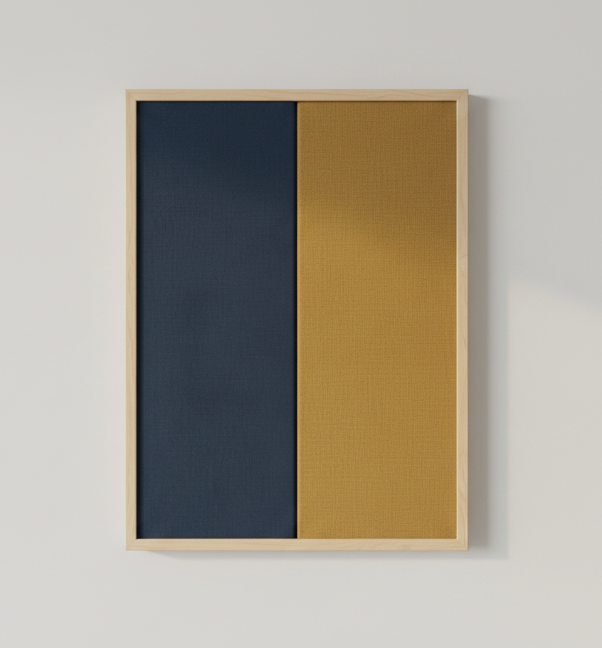 Carve and Curve Signature Edition — Pinewood frame acoustic panel with bespoke dual-tone fabric