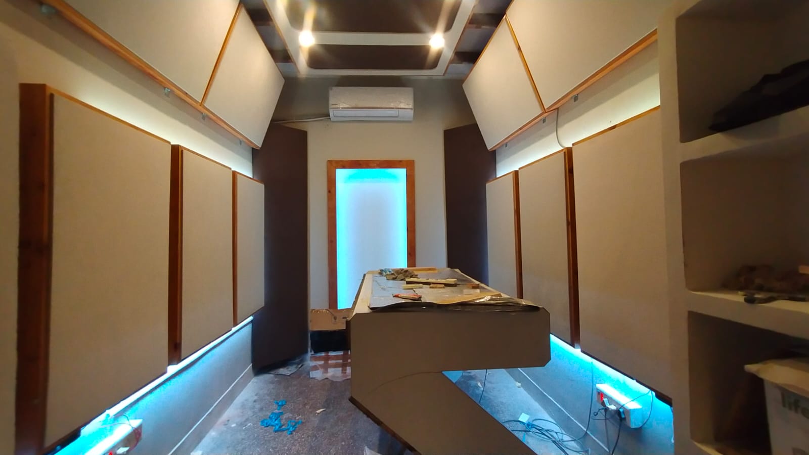 Ceiling cloud acoustic panel with LED